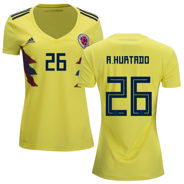 Women's Colombia #26 A.Hurtado Home Soccer Country Jersey - Click Image to Close